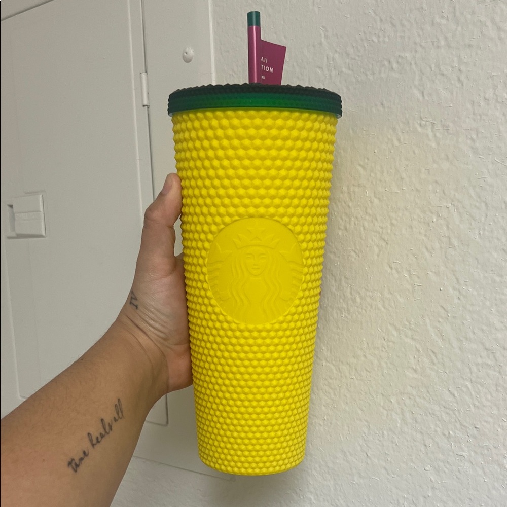 Starbucks Hawaii Collection Yellow Tumbler with Green Lid